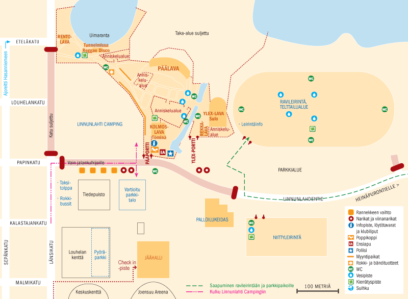 Check in -pisteen sijainti