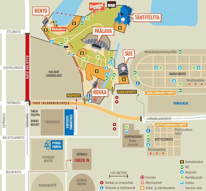 Check in -pisteen sijainti