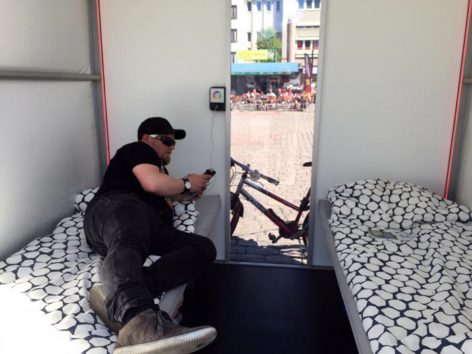 Panu Hattunen chilling at Snoozy mobile hotel. Photo: Petri Varis.