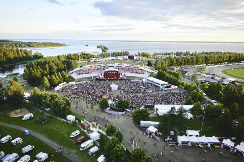 Ilosaarirock's festival site on Friday. Photographer: Arttu Kokkonen